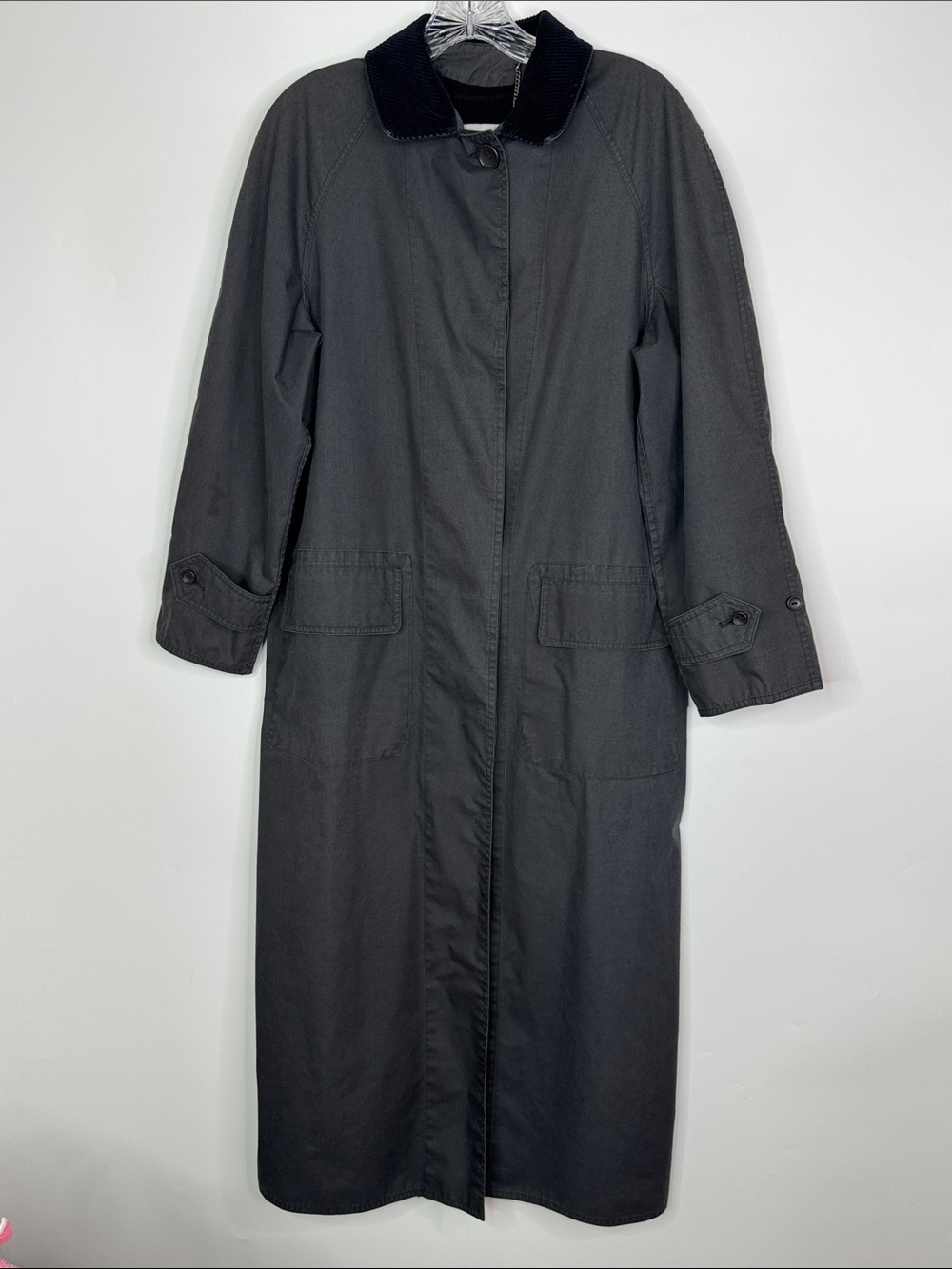 Vintage Forenza Black Long Trench Button Jacket Size Large